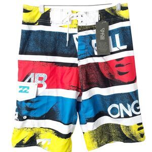 Billabong NWT Men's Striped Multi-Color Board Swim Shorts w/Pockets Size 30